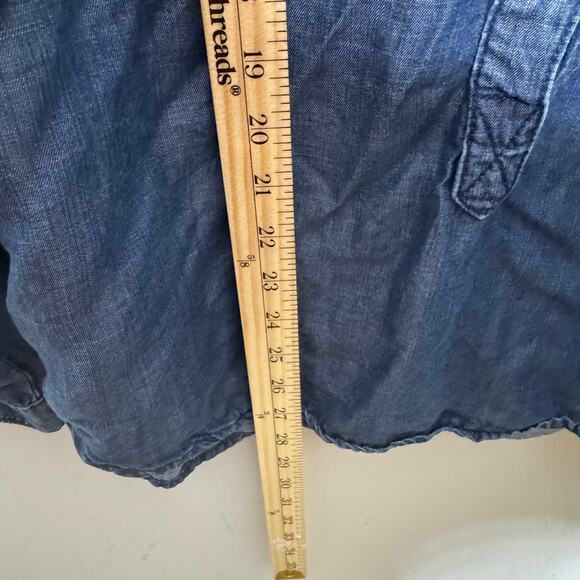 Cloth & Stone Chambray Button Down Shirt Blue Tencel Long Sleeve Large - Picture 4 of 9